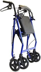 Drive Medical Blue 4 Wheel Walker Folding Rollator with Padded Seat view 2
