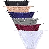 Nightaste Women Sexy Lace Silky String Bikini Panties Multi-Pack Comfort Cheeky Underwear Briefs