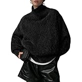 Women's Turtleneck Sweater Oversized Long Sleeve Fuzzy Knit Warm Sweaters 2026 Fall Pullover Tops