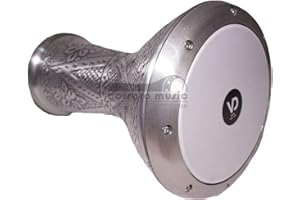 CORSARO MUSIC VD® Darbuka/Doumbek Cast Aluminum - Tuning Lugs & Rmvble Head (8 ½ in.) (Silver Engraved Tulips)
