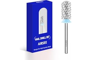 AIRSEE Tungsten Carbide Acrylic Nail Drill Bit Efile Electric File Machine Head Tip for Manicure Polishing Art Remove Gel 3/32" 2 Way Beginner Safety Round Top Cylinder Barrel 4X Coarse-4XC