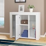 Panana Sideboard Cupboard Unit 4 Glass Shelves Cabinet RGB LED Lighted (Gray) view 2