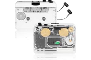 JANRYZONE Auto Reverse＆Clear Stereo Cassette Player,Built-in Cool Copper Wheel Movement＆Earphone,Cassette Tape to MP3 Converter with Tape Converter Software