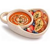 Cotozic Soup and Sandwich Bowl, New Soup and Sandwich Plate Combo, Soups and Bread Bowl Combo for Breakfast Cookies Bread Salad Fruits (White)