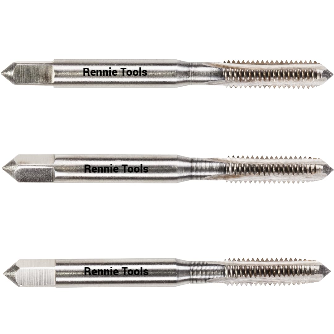 Rennie Tools - M1.2 x 0.25 HSS Metric Hand Tap Set. Includes 3 Pieces - 1st, 2nd & 3rd Cut (Taper Tap, Middle Tap, Bottom Tap (Plug Tap)) High Speed Steel for Threading Holes. 1.2mm Metric Tap Set