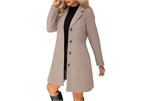 Pea Coats for Women - Wool Blend Thicken Stand Collar Single Trench Coat, Fall Winter Fashion A-Line Jackets for Daily wear