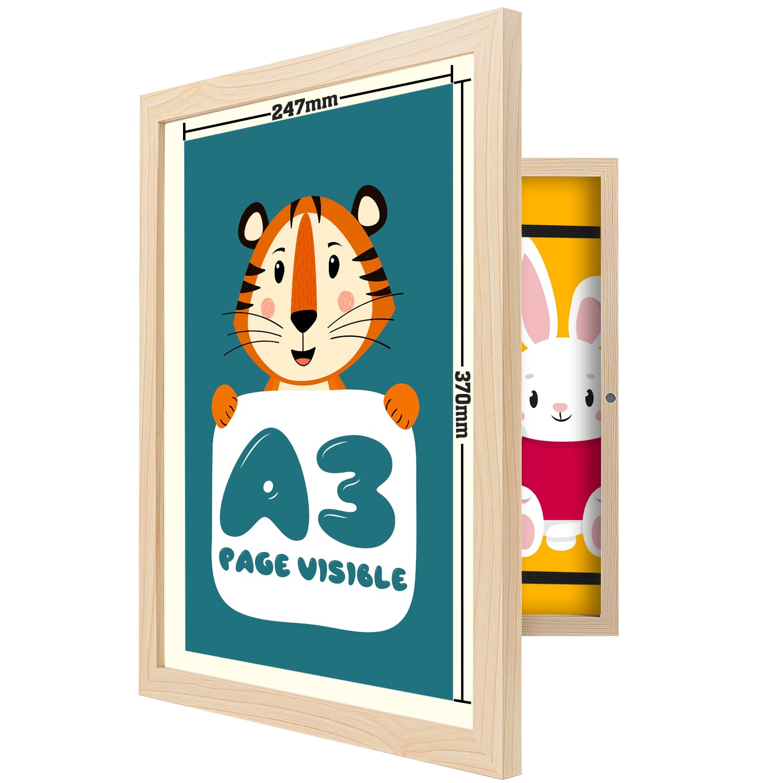 Ciscle Kids Art Frames - A3 Fillable Front Opening Photo Frames for 100 Pictures, Ideal for Children's Drawings, Kids Art Projects, School, Home or Office (Wood)