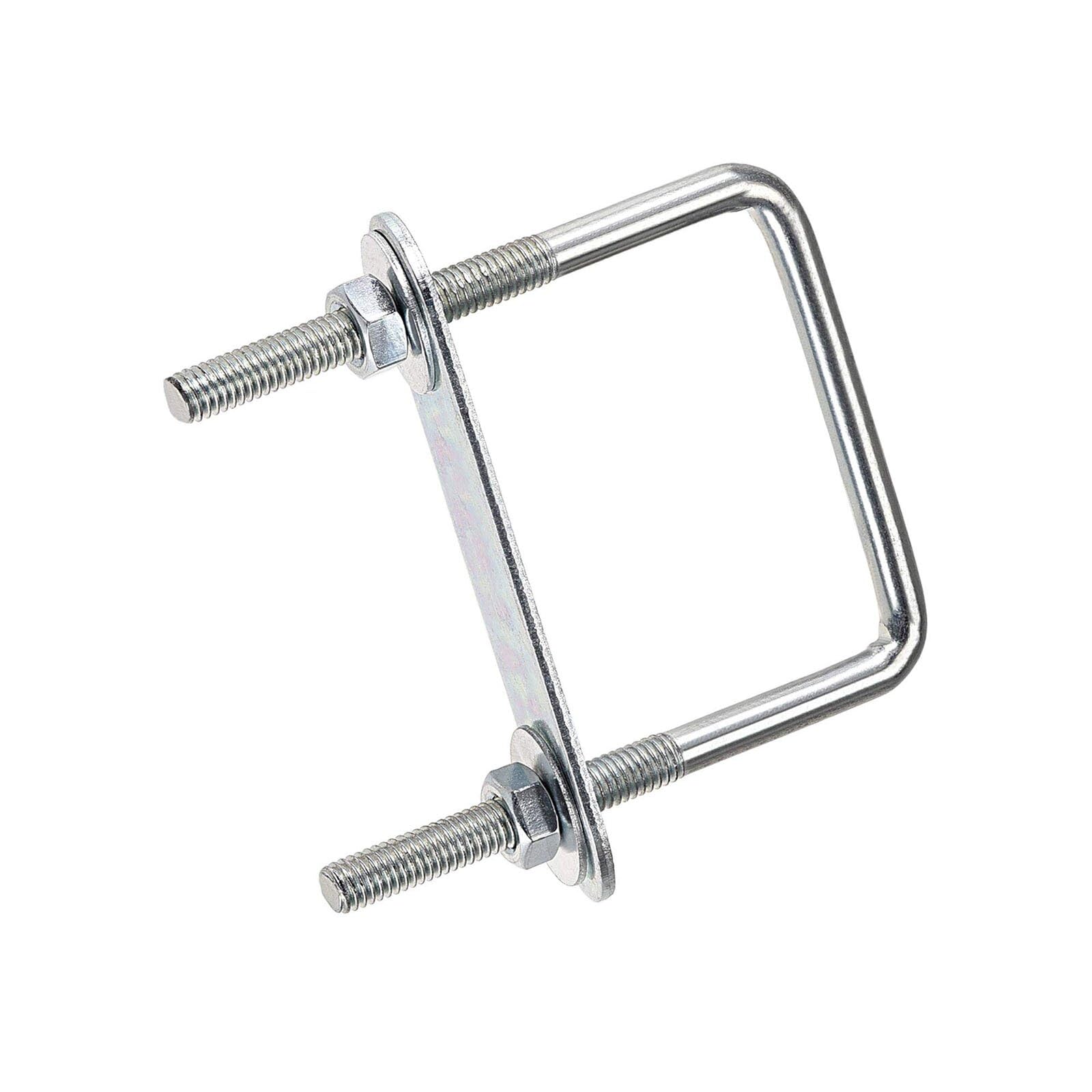 TOP-VIGOR 4 sets M6 Square U-Bolts, 50mm Inner Width 80mm Length Steel U-Bolts with Nut, Plate, Washer for Building Installations Mechanical Parts Connection Cehicles Ships