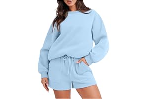 jovati Women 2 Piece Outfits Fall Workout Sets Sweatsuit Oversized Sweatshirt Shorts Lounge Sets Trendy Y2K Preppy Clothes