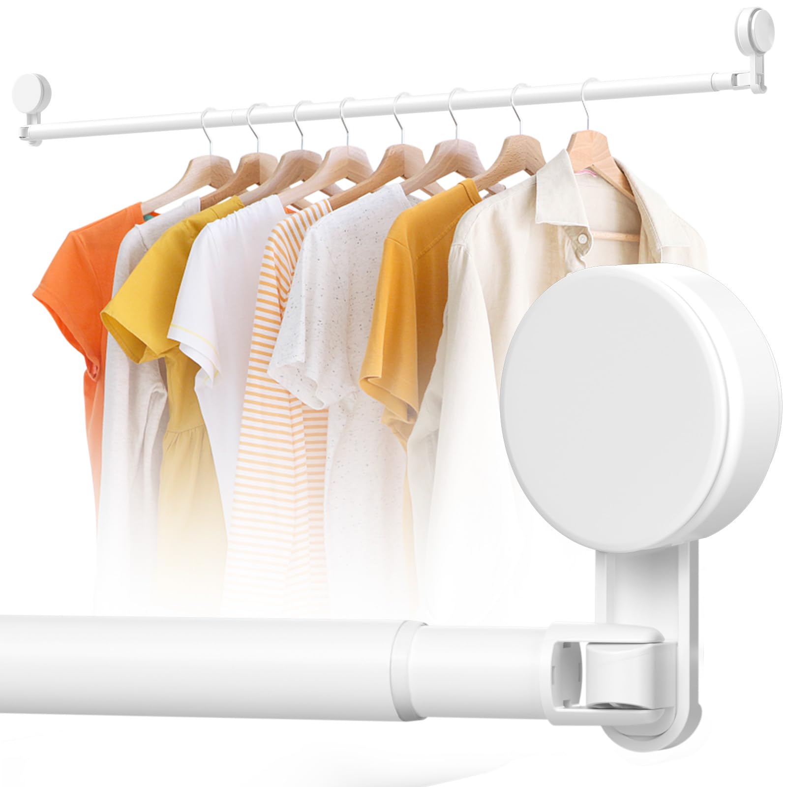 Photo 1 of AIZESI Adjustable Closet Rod 36-79 Inch with Suction Cups - No Drilling, Holds 20lbs Expandable Closet Rods for Hanging Clothes, Wardrobe, Bathroom, Curtains, White