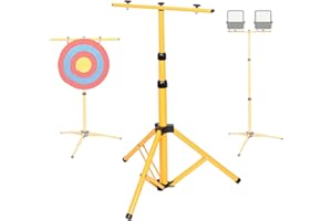 ZSHIGANMA Archery Target Stand, Adjustable Foldable Metal Bow and Arrow Target Tripod Stand Hanging Traditional Straw & Foam Archery Targets & Work Light for Shooting Range Backyard