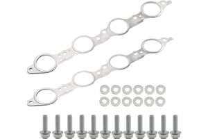 Sorello 2 PCS MLS Exhaust Header Manifold Gasket with Bolts Compatible with Cadillac CTS Escalade for Chevy Camaro Silverado GMC Pontiac for LS Engines 4.8L 5.3L 5.7L - Replaces 12617944 12600530