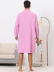Lars Amadeus Men's Pink Nightshirt Sleep Shirt