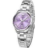 OLEVS Watch Women Luxury Dainty Diamond Watches for Women Fashion Simple Easy Read Ladies Watch with Day Date Silver/Rose Gold Metal Stainless Steel Waterproof Analog Quartz Women's Wrist Watches