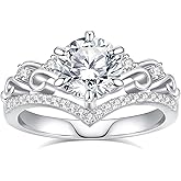 ZHOANLE Moissanite Engagement Rings for Women Wedding Band D Color VVS1 Round Cut 925 Sterling Silver 18K White Gold Plated Promise Ring