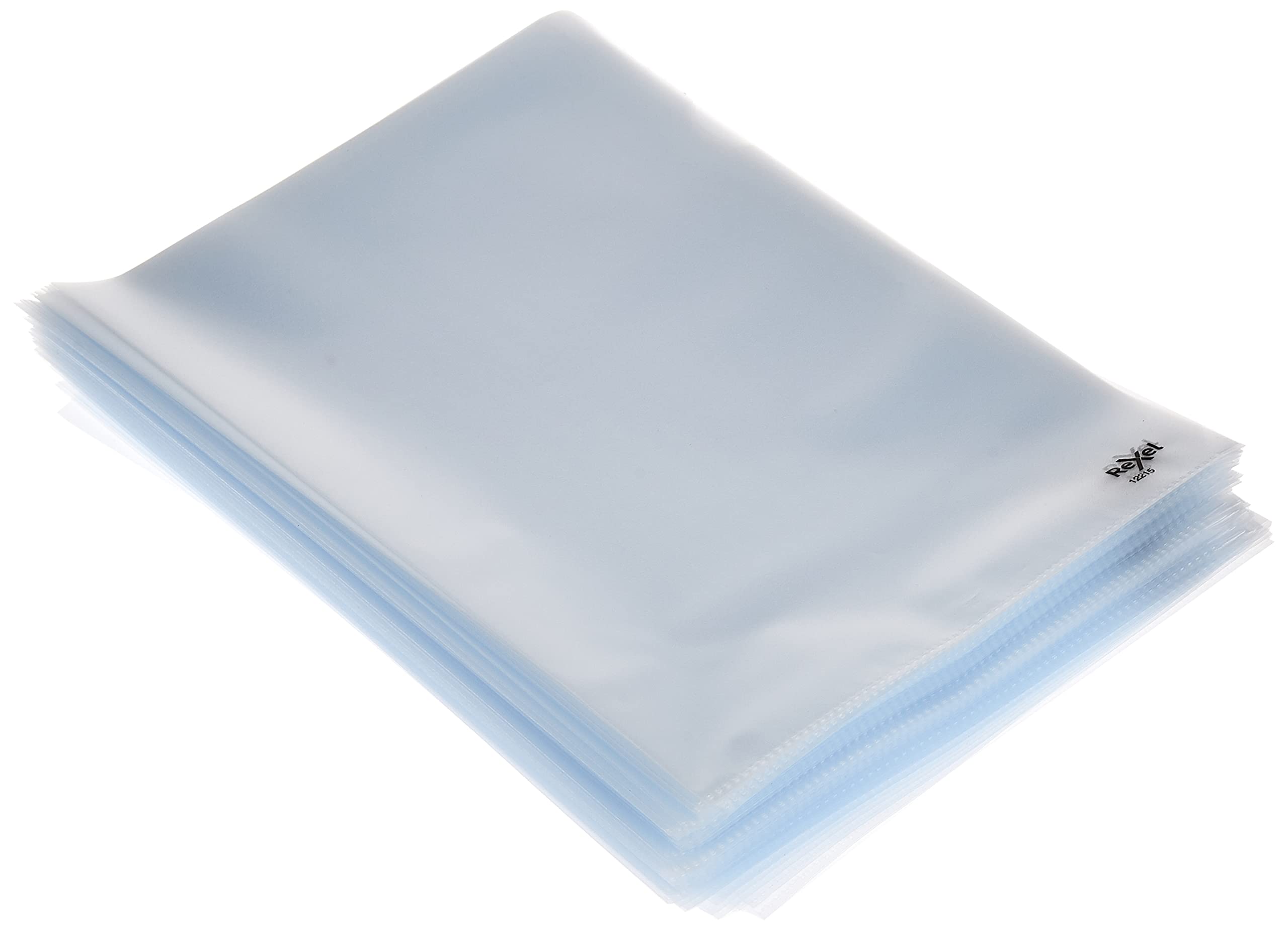 Rexel Essential A4 Document Folder, Clear Embossed, 85mic, Cut Flush, L-Folder, Pack 100, 12215