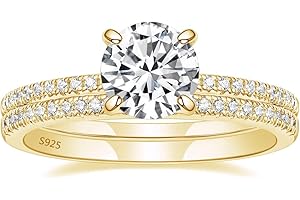 EAMTI 1.25CT 925 Sterling Silver Bridal Ring Sets Round CZ Engagement Rings Promise Rings for Her Wedding Bands for Women Siz