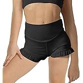 RRHSS Girls Athletic High Waisted Ruffle Shorts - Comfy Yoga Dance Workout Gymnastics