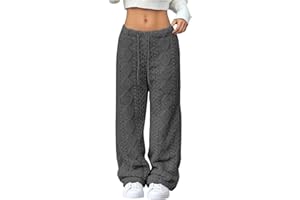 Plush Pajama Pants Womens Warm Fuzzy Lounge Pants Winter Fleece Pj Bottoms Comfy Soft Fluffy Pajamas for Sleeping