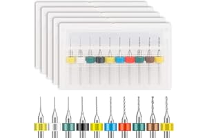 Hakkin 50pcs PCB Drill Bits Set, 1/8" Shank Small Twist Drill Set, Spiral Flute Carbide 0.3mm-1.2mm for Jewelry CNC Engraving Print Circuit Board（5pcs Each)