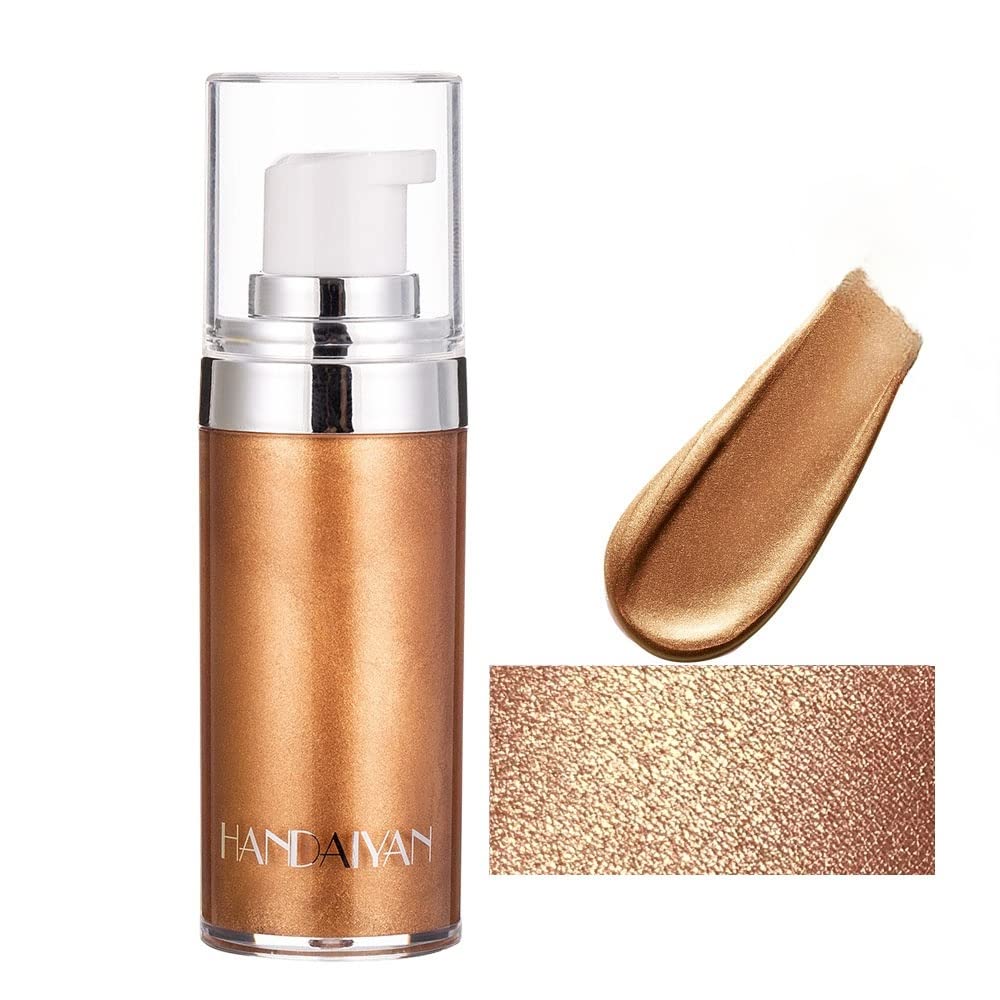 OCHILIMA 4 Colors Face Body Shimmer Body Cream Liquid Body Highlighter Long-lasting Shine Brighten Glitter Shimmering Body Cream for All Skin Types Bronzer (#03 Bronze Gold),60 g (Pack of 1)