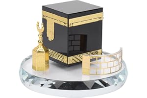 HAPIVIDA Islamic Decor Model, Muslim Crystal Gilded Kaaba Model Islamic Architecture Handicraft Crystal Collectible Figurines for Car Home Desktop Decoration Gifts