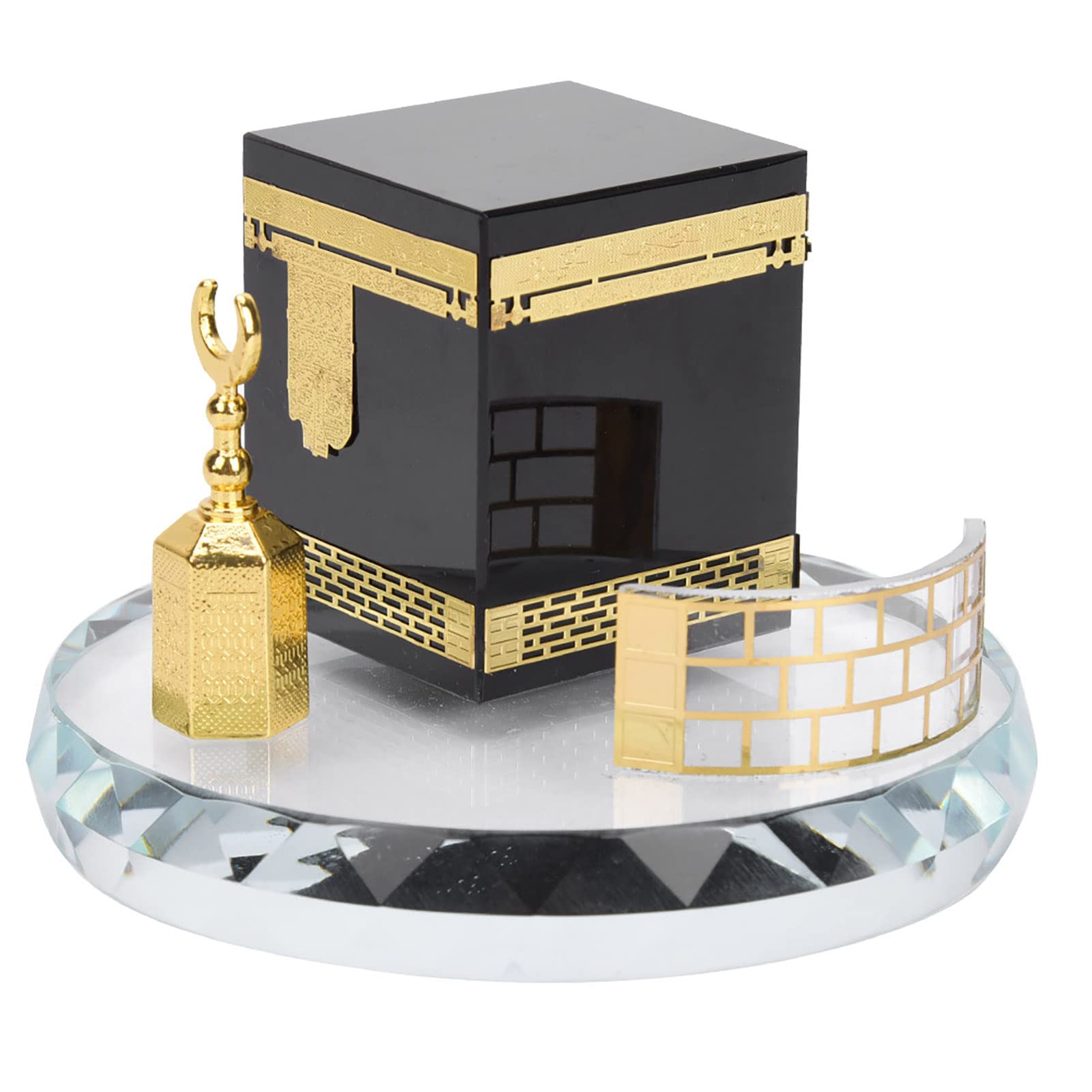 Pilipane Muslim Kaaba Ti Crystal Model 10cm Engraved Color Plated Smooth Finish Kaaba Model with Exquisite Craftsmanship Islamic Decoration for Home Decor Home Table Desktop Decoration Car Decor