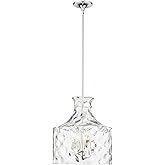 ML Lighting | Santorini Collection | 22604-PN | Indoor 4 Light Metal Pendant in Polished Nickel with Water Glass Shade | Kitc