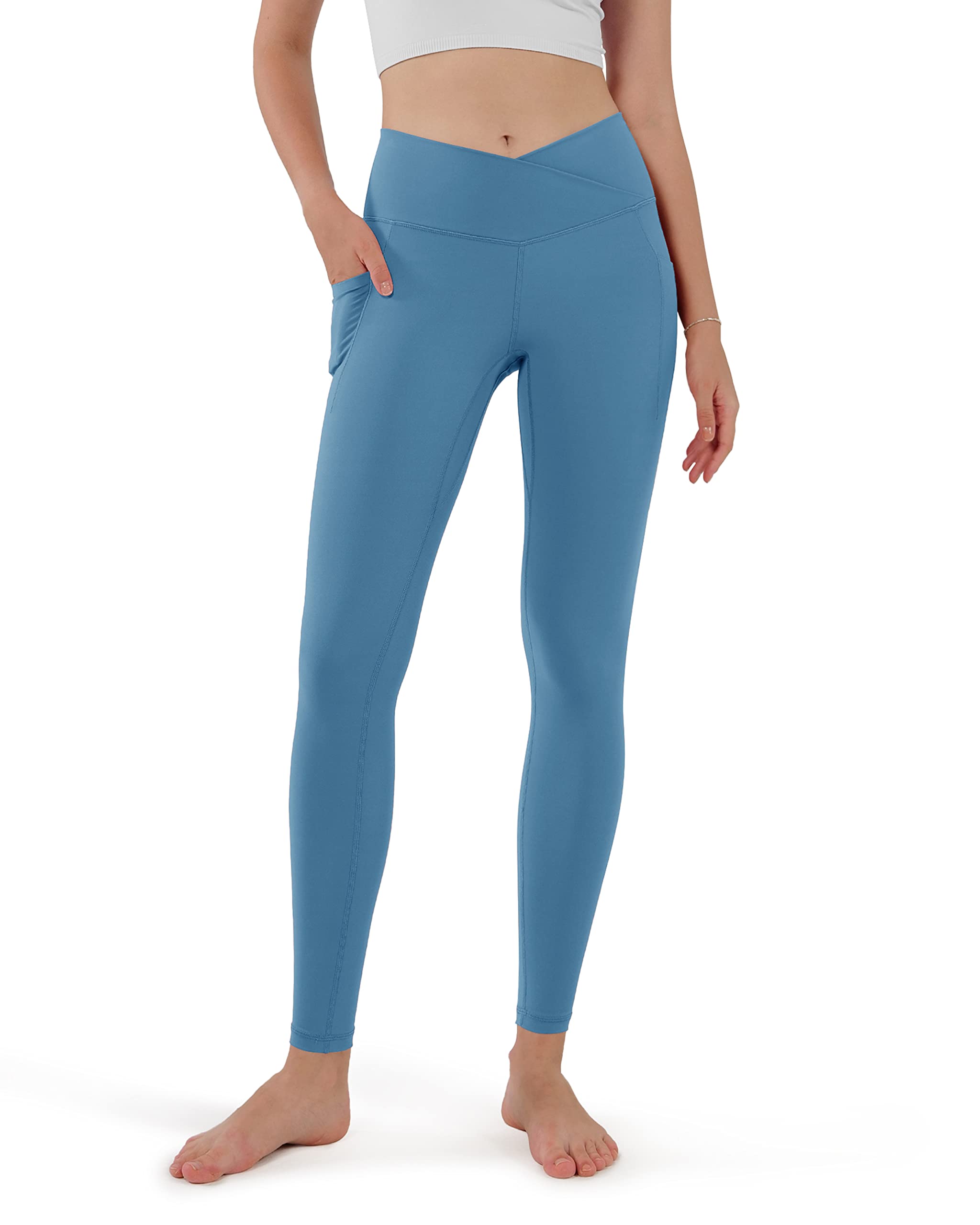 ODODOS Cross Waist Yoga Leggings for Women with