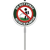 FKNSGR Do Not Spray Sign with 2.3 Foot Stake, Aluminum，Bilingual Plant Sign in English and Spanish, UV Protected, Fade Resistant