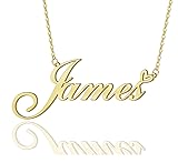 AOLO James Heart Name Necklace 18k Gold Plated