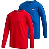 Reebok Boys' Long Sleeve Shirt - 2 Pack Basic Cotton Long Sleeve T-Shirt - Crewneck Tee for Boys (8-14)