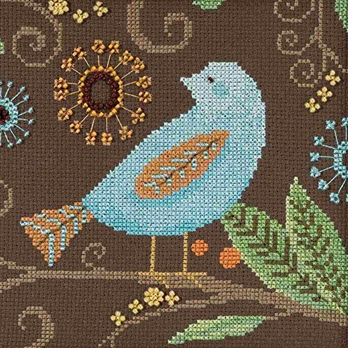 Aqua Bird Beaded Counted Cross Stitch Kit Mill Hill 2018 Debbie Mumm Out On A Limb Collection DM301814