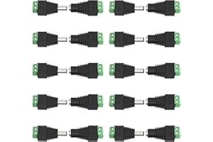 10 Pairs (10 x Male + 10 x Female) 5.5mm x 2.1mm 12V DC Power Jack Adapter Connectors for Led Strip, CCTV Security Camera Cab