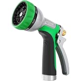 RESTMO Garden Hose Nozzle Heavy Duty, Rear Trigger Water Sprayer, Green | 7 Adjustable Spray Patterns, Durable Metal, Flow Control, Ideal for Plants &amp; Lawns Watering, Cars &amp; Pets Washing