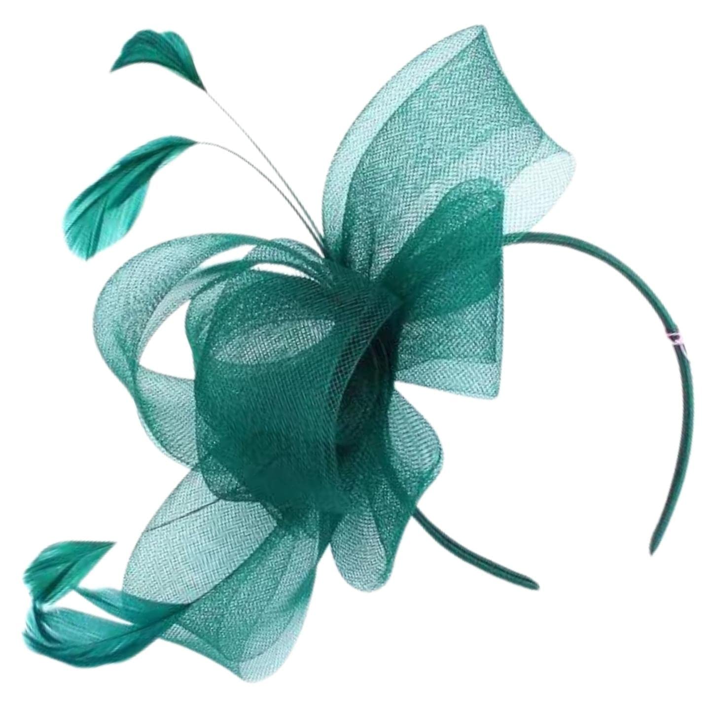 Topkids Accessories Fascinator for Women - Elegant Wedding Fascinators with Headband, Perfect Hair Accessory for Wedding Guests (Forest Green)
