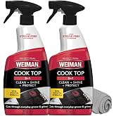 Weiman Daily Cooktop Cleaner &amp; Degreaser, 2 Pack with Microfiber Cloth | Safe for Ceramic, Electirc, Gas &amp; Induction Cooktop, Non-Abrasive Cleaner for Burnt-On Food &amp; Grease, Scratch &amp; Streak-Free