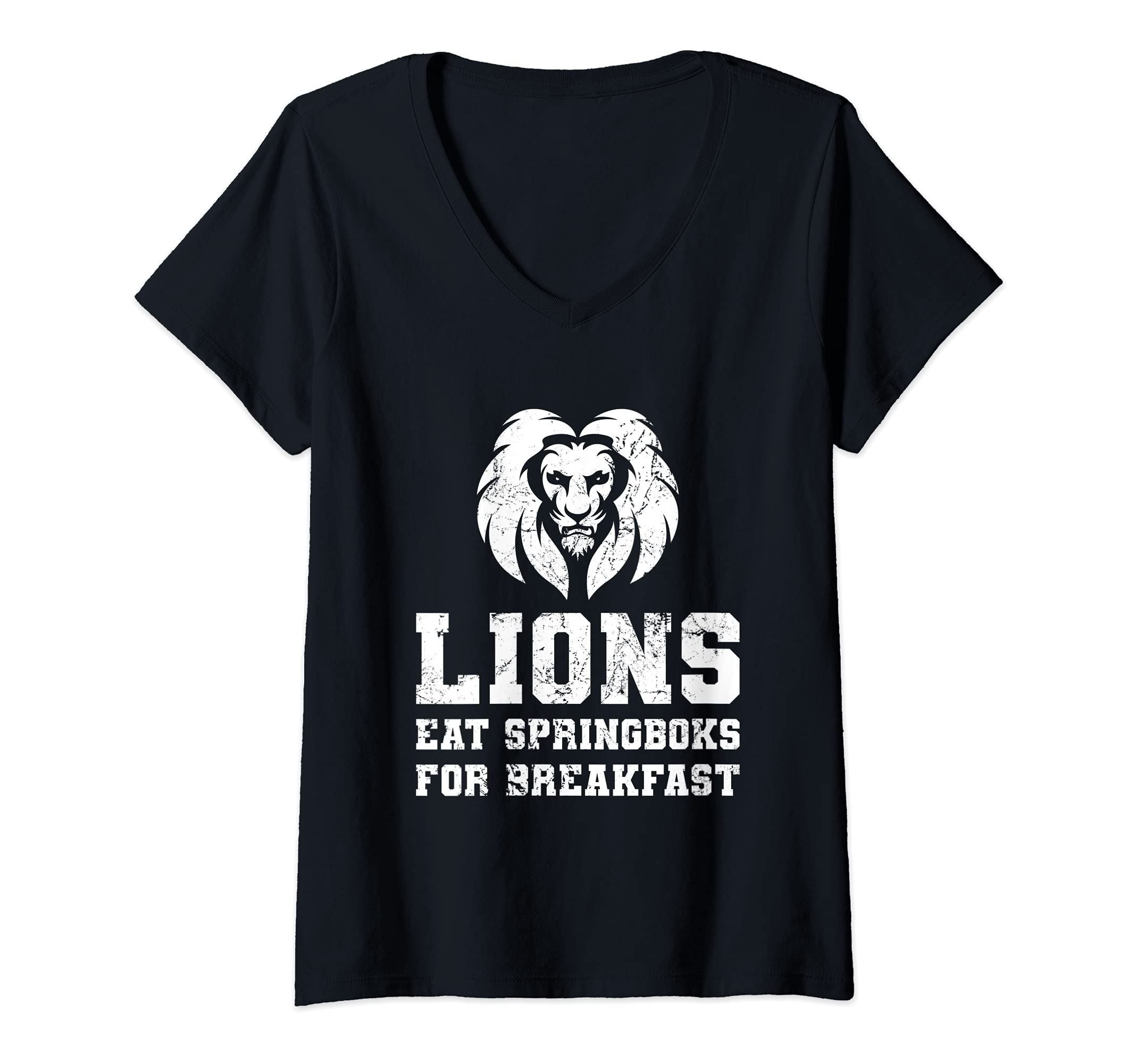 Womens Lions Eat Springboks British Rugby Fan V-Neck T-Shirt