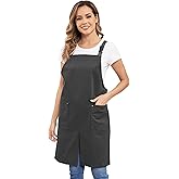 Nanxson Kitchen Apron Split Leg for Women with Pockets Adjustable Art Apron Waterdrop for Cooking Painting Pottery Garden