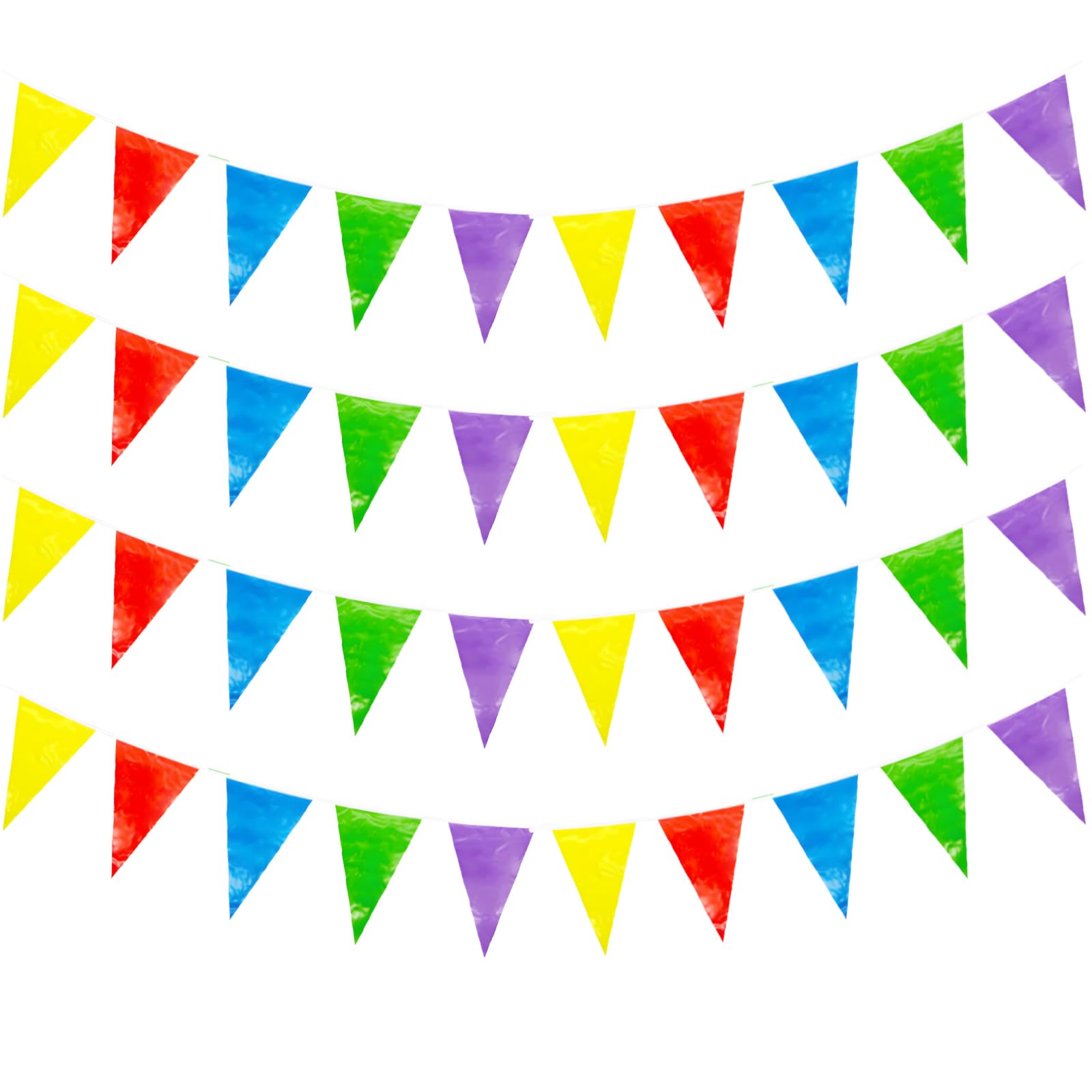4 Packs Pennant Flags Waterproof Party Decoration 40m Total Length Multicolor Nylon Pennant Banner Set with 60 Flags for Birthday Wedding Party Decorations Indoor Outdoor Festival Garland Bunting