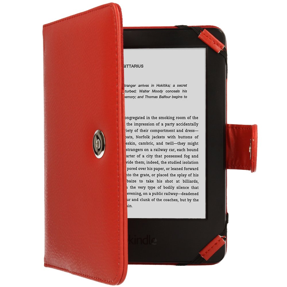 TECHGEAR PU Leather Folio Case Cover With Magnetic Clasp made for Amazon Kindle eReaders 12th - 4th Generation (2024-2011) & Paperwhite with 6 inch Screen (RED)
