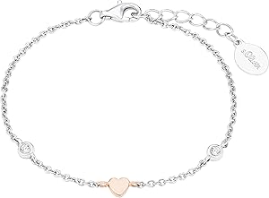 s.Oliver Armband 925 Sterling Silber Mädchen Kinder Armschmuck, mit Zirkonia synth., 14+2 cm, Silber, Herz, Kommt in Schmuck Geschenk Box, 2028457