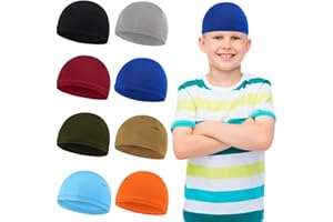 KABAKE 8Pcs Kids Helmet Liner Skull Cap Unisex Baby Beanie Cap Football Sports Wicking Cap Running Hat