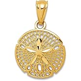 JewelryWeb 14k Yellow Gold Polished Filagree Sanddollar Pendant Necklace 17x11mm Wide Pendant for Women