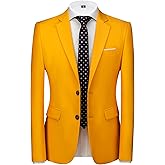 MOGU Men's Slim Fit Sport Coat Blazer Casual Formal Suit Jacket for Party Business Wedding Prom and Homecoming Size 36 Yellow