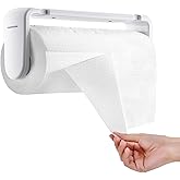 simpletome Paper Towel Holder ONE Hand Tear Adaptive Tension Arm Adjustable Length 9.4-11inch/24-28cm (White)