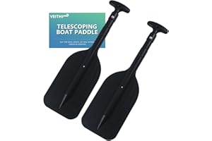 VEITHI Boat Paddle Telescoping Collapsible Oar for Boat Anti Slip Aluminum Plastic Canoe Paddles 2 Pack Small Tubing Floats Oars Row and Safety Boat Accessories for Kids and Adults(6Color)