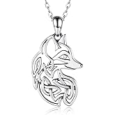 Sterling Silver Celtic Animal Necklace: Fox Bunny Rabbit Dragon Pendant Celtic Knot Necklace Jewelry Gift for Women
