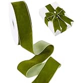 PH PandaHall 10 Yards Velvet Ribbon 1.5 inch Olive Green Velvet Single Face Vintage Satin Ribbon for Bowknot Making Valentine's Day Gift Wrapping Party St. Patrick's Day Decoration