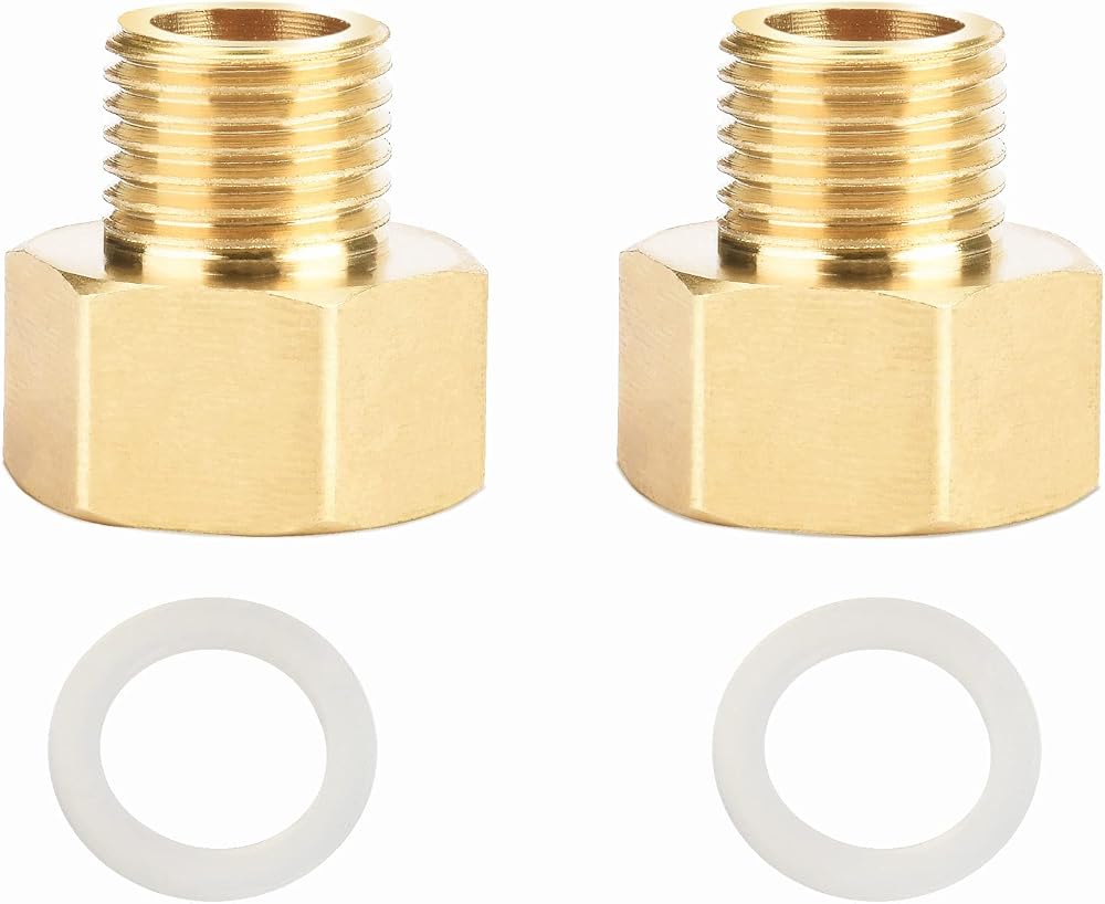 oumuik Brass Reducer 1/4" to 3/8" External Male Female Extension Fittings 2pk